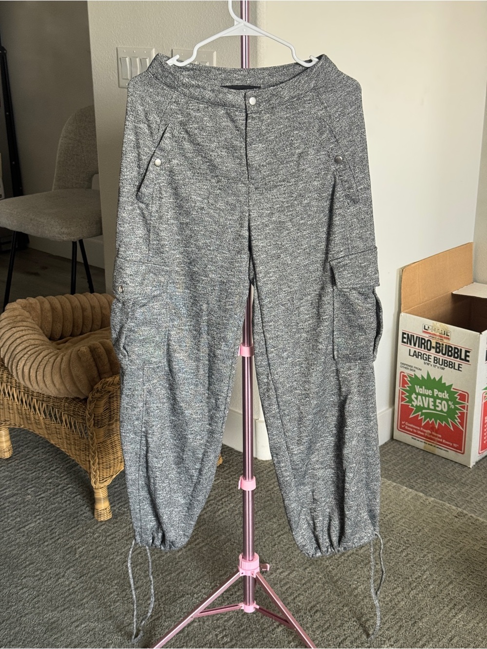Kendall + Kylie gray heather cargo pants
